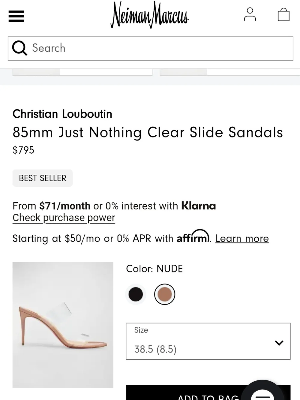 Christian Louboutin JUST NOTHING 85 PATENT NUDE 1 LIKE NEW - Picture 4 of 4
